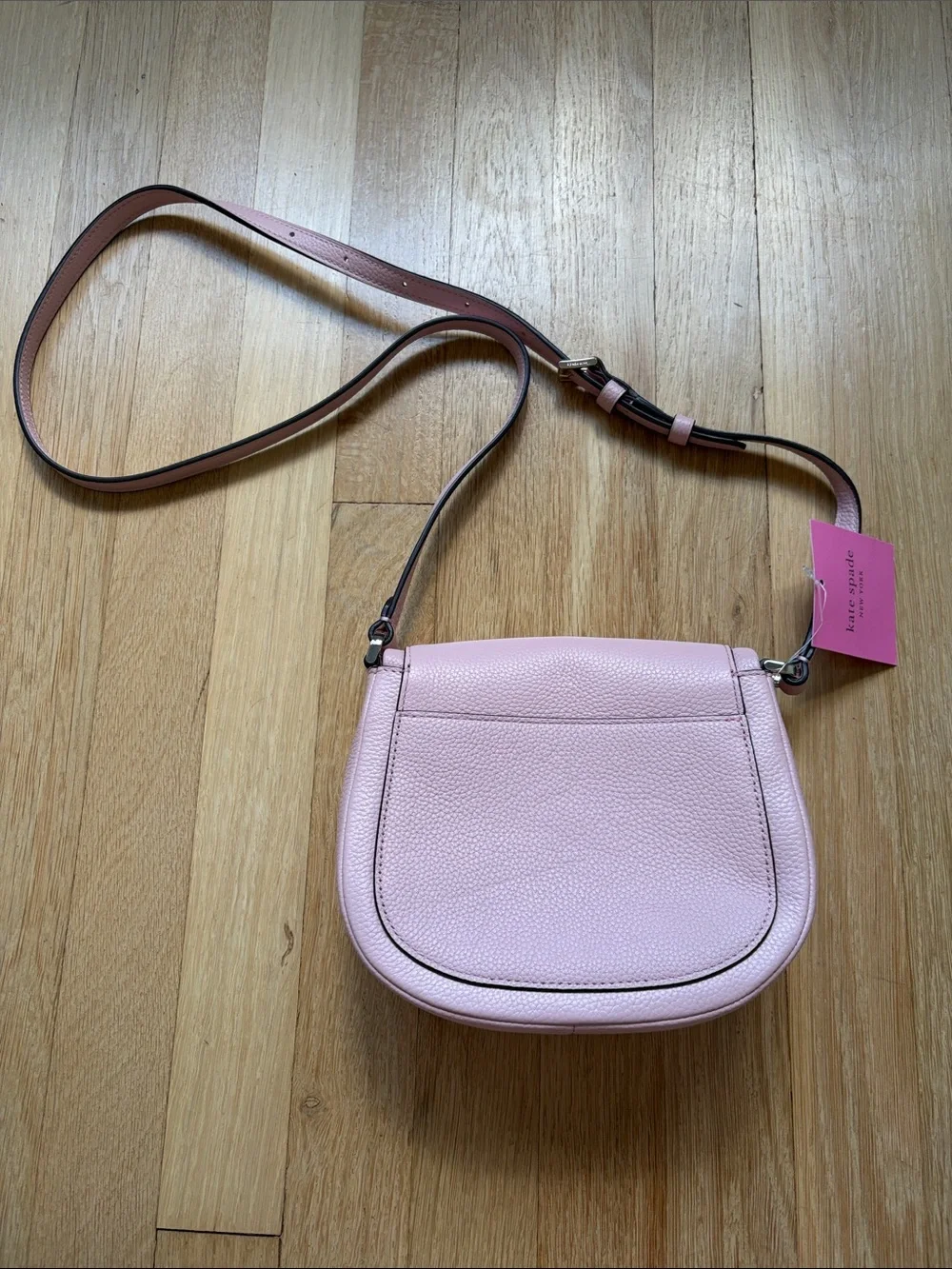 Kate Spade Light Pink Pebbled Leather Saddle Crossbody